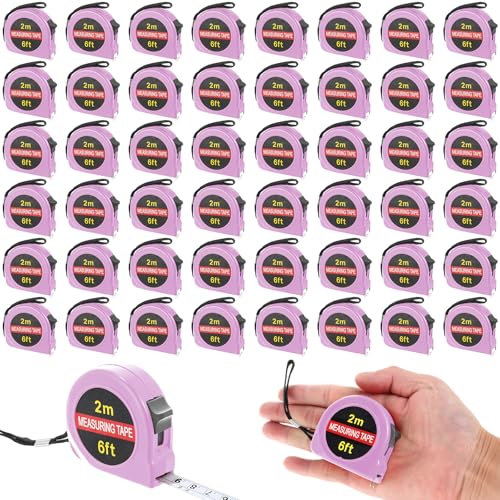 Copkim Mini-Maßband, einziehbar, kleines Maßband, Taschengröße, Messwerkzeug für Bedienung, Weihnachtsartikel, Partygeschenke, Geschenke, Füllstoffe für Männer, Rosa, 50 Stück