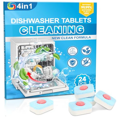 24 Pcs Dishwasher Cleaner, Cura Lavastoviglie, Capsule Potenti per Decalcificazione, Pulizia Lavastoviglie Profonda