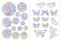QMLING 50 Stück Prisma Fensteraufkleber, Suncatcher Sticker, Regenbogen Fensterfolie, Runde Schmetterling Fenstersticker, Anti-Kollisions Vogelschutz Aufkleber für Fensterdekoration