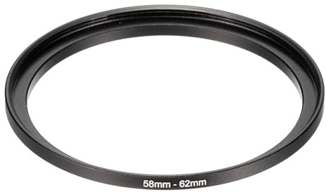 PATIKIL Step-Up-Ring-Adapter, 58 mm auf 62 mm, Filter-Ringe, Kameraobjektivfilter, Metallring, Digital für ND-IR-DSLR-Objektive, Schwarz