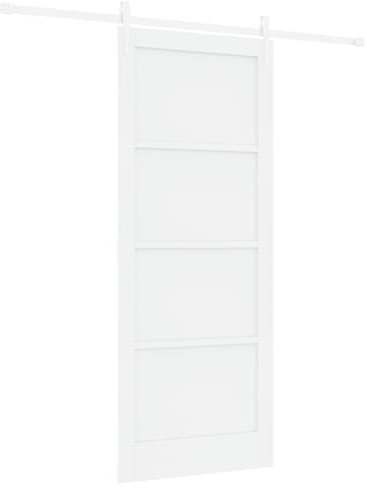 vidaXL Puerta Corredera Con Juego de Hardware Blanca 86X211 cm Madera Maciza de Pino Estilo Moderno Interior Para Sala de Estar Dormitorio Oficina Divisor Partición Granja