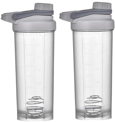 CGTQROVR 2pcs bouteilles de shaker idéal pour les mélanges de protéines 700 ml BPA et bouteille shaker sans phtalate avec couvercle vis robuste tasse fuite idéale pour les shakes protéiques et l