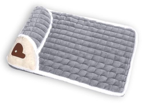 Generisch Orthopädisches Hundekissen für Kleine & Mittelgroße Hunde - Waschbar, rutschfest mit Hohem Rand - Abnehmbarer Bezug (Grau, S: 50×35 cm)