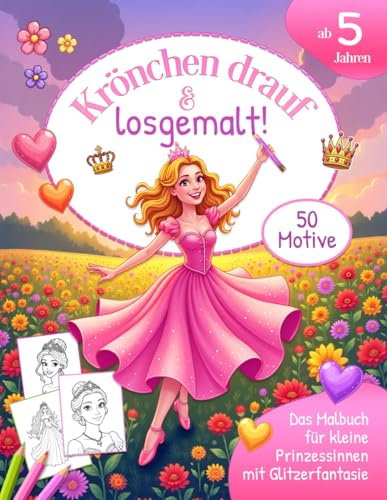Krönchen drauf & losgemalt!: Das Malbuch für kleine Prinzessinnen mit Glitzerfantasie ab 5 Jahren