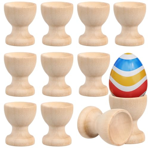 Angoily 24 Stück Eierbecher aus Holz zum Bemalen - DIY Osterhasen Eierhalter Set für Kinder Basteln - Holzeierbecher für Gekochte Eier & Osterdeko - Eierständer Rohlinge für Osterfrühstück