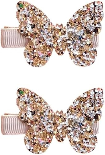 Lot de 2 barrettes à cheveux scintillantes à paillettes avec nœud papillon pour bébé - Accessoires pour cheveux - Décoration de cheveux - Pour bébé fille