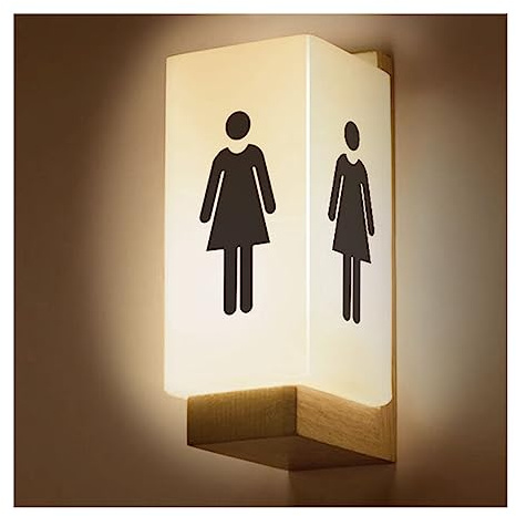 Cartello per bagno con luce, cartello per WC, maschio e femmina, per uffici, aziende e ristoranti