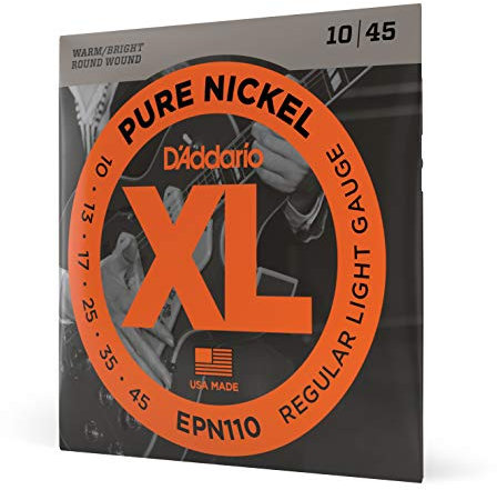 Corde D’Addario EPN110 in nichel puro per chitarra elettrica, Regular Light, 10-45