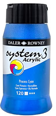 Daler-Rowney System3 Acrylic Paint, Plastic Pot, 16.91oz - 500 ml, Process Cyan