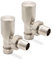 Angled Brushed Nickel Valves for Radiators & Towel Rails (Pair)