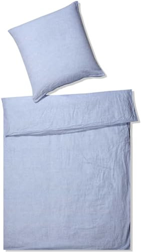 elegante Halbleinen-Bettwäsche-Garnitur Breeze Farbe bleu Größe 135x200+40x80cm