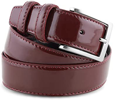 La Bottega del Calzolaio Cintura uomo in pelle vitello spazzolato, vernice bordeaux, artigianale, made in italy, 3,5 cm. (110 cm (42/44-44/46 EU))