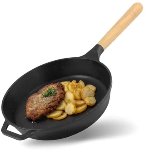 BIOL Gusseisen Pfanne Schmorpfanne Bratpfanne mit abnehmbaren Griff Ø 26cm. Höne und 6,6cm