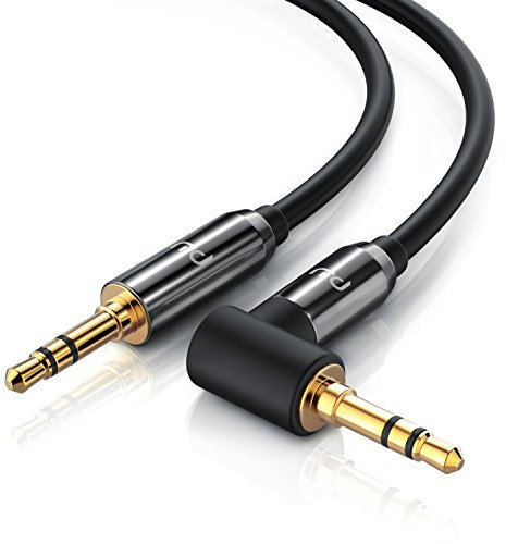 2m Premium Audio Cable Auxiliary Jack Cable For AUX Inputs - 90 ° Richt Angled Plug - 3.5mm Stero Plugs for 3.5mm Sockets - for Headphones iPods iPhones iPads Smartphone etc - black