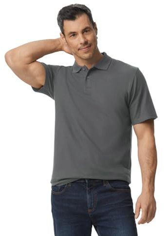 Gildan Softstyle men's short-sleeved double pique polo shirt., Charcoal, L