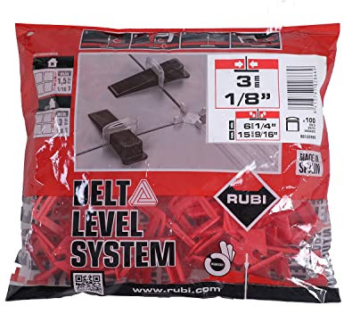 RUBI 2866 | Bridas de Nivelación para Cerámica | Brida de 3 mm para Baldosas Cerámicas de entre 6 y 15 mm | Para Formatos de 30x30 cm y Superiores | 100 unidades | BRIDA DELTA LEVEL SYSTEM