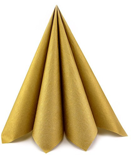 20 x Papierservietten GOLD 40 x 40 cm Servietten Tissue 3-lagig innen Weiss Tischdeko Hochzeit Mundservietten zum falten von FINEMARK