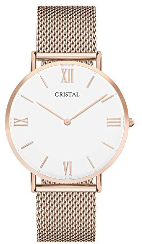 Cristal Montre pour Femme Or Rose Bracelet milanais Acier Inoxydable étanche