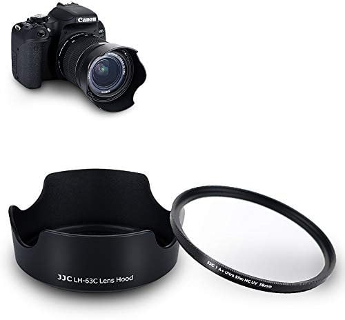 EW63C Bajonett Gegenlichtblende mit UV-Filter Passend für Canon RF-S 14-30mm F4-6.3 on EOS R50 V Camera EF-S 18-55mm F3.5-5.6 F4-5.6 RF 24-50mm F4.5-6.3 is STM, Ersetzt Canon EW-63C Streulichtblende