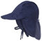 LACOFIA Baby Sonnenhut mit Bindebändern und Nackenschutz Kinder Strand Mützen Kleinkind Sommer Visier Cap Marineblau 2-5 Jahre