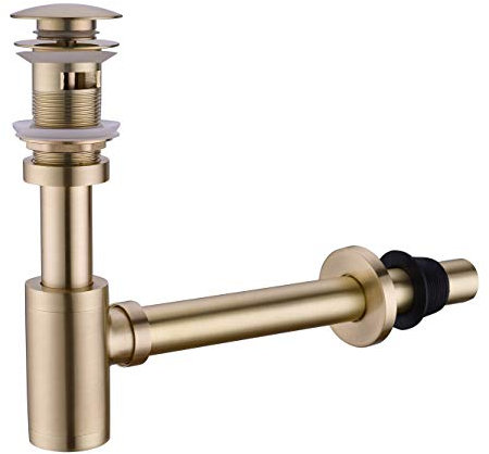 Gordee Ensemble de bonde de lavabo en laiton massif avec trop-plein, chrome brossé Doré vif