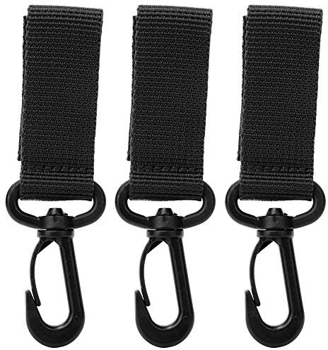 Alomejor 3Pcs Clip Belt Buckle Molle Webbing Key Ring Hook with 360 Degree Rotatio Outdoor Hanging Belt Carabiner Clip(balck)
