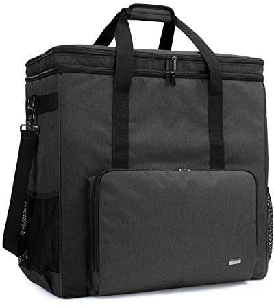 CURMIO Double-Layer Carrying Case for Computer Tower, Desktop Computer Travel Storage Tote Bag for PC Chassis, Keyboard, Cable and Mouse, Headphone, Bag Only, Black