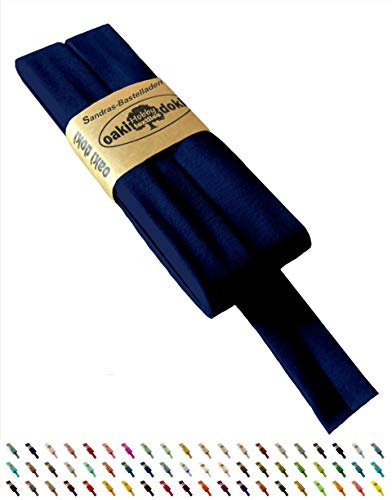 Sandras-Bastelladen Oaki Doki Schrägband/Einfassband Tricot de Luxe Jersey gefalzt 3m x 20mm 009-Marineblau