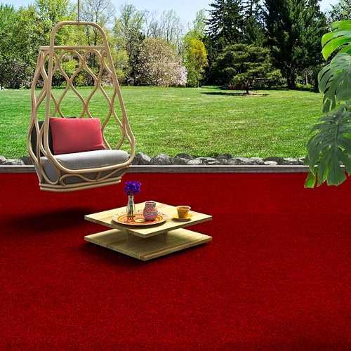 Snapstyle Komfort Kunstrasen Rasenteppich mit Noppen Kingston Rot in 19 Größen