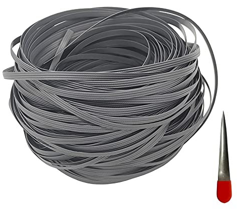 Rattan-Möbel-Befestigungsset (enthält Webwerkzeug), Korbgeflecht, graues, flaches Kunststoffgeflecht, für Strick- und Reparaturen, Rattan-Stuhl, Tischkorb, 70 m