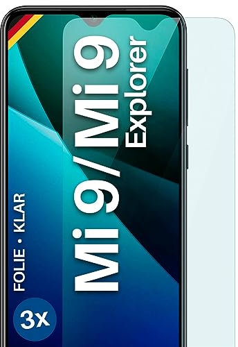 moex FlexProtect Schutzfolie für Xiaomi Mi 9 / Mi 9 Explorer Displayschutz Folie Ultra-klar HD 0,2 mm kompatibel mit jeder Hülle, Anbringen ohne Blasen, Handyfolie Extra Kratzfest, 3 Stück