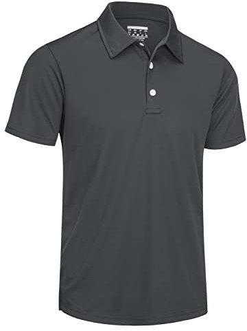 TACVASEN Herren Poloshirt Kurzarm Golf Atmungsaktives Polo Shirts Männer Sommer Tshirt Sport Basic Freizeit Polohemd (XL, Dunkelgrau)