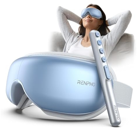 RENPHO Eye Massager with Heat, Birthday Valentines Day Gifts, Migraine Massager with Remote, Compression, Silent Mode, Bluetooth, Heated Sleep Mask for Strain Relief, Stye Eye, Improve Sleep