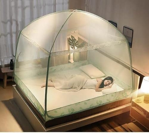 HTRNDDFF Moskitonetz mit DREI Türen, Reißverschluss, 1,8 m, vollständig geschlossenes, verschlüsseltes Jurten-Moskitonetz, 1,5 m Bett, Anti-Moskito-G, 2,0 m (6,6 Fuß) Bett, CN