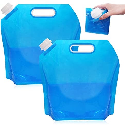 Horuili® Bolsa de Agua Plegable, 2 Piezas 10L Contenedores de Agua Plegables, Contenedor de Agua Potable Reutilizable con Tapa Hermética, Adecuado para Senderismo, Camping, Barbacoa, Picnic