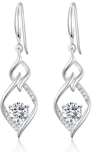 MASOP Ohrringe Silber 925 Hängend AAA Zirkonia Hängeohrringe Lange Ohrhänger Hochzeit Schmuck für Damen Braut