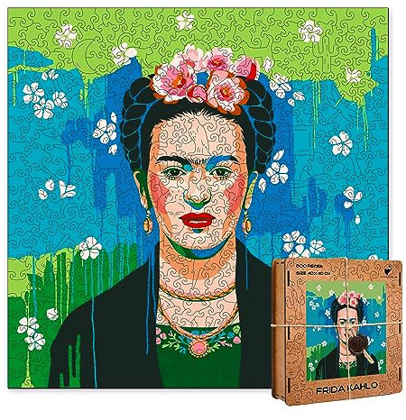 ACTIVE PUZZLES Frida Kahlo Puzzle 40 x 40 cm 500 Teile mit einzigartigen und verschiedenen Formen