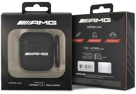 CG MOBILE AMG Schutzhülle aus echtem Leder, präzise Aussparungen, schlank und leicht, stoßfest, Kratzfest, kompatibel mit Airpods (1/2)