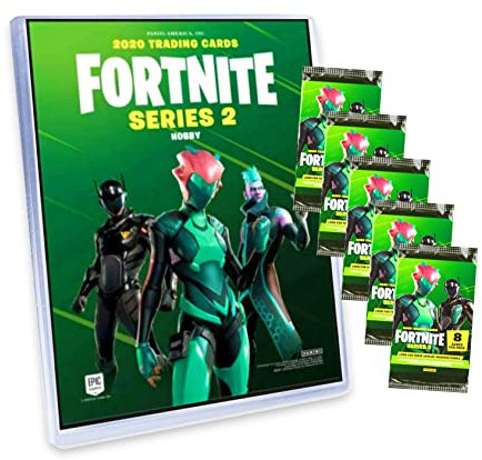Panini Fortnite Trading Cards - Serie 2 Sammelkarten (1 Mappe + 5 Booster) - Grün, Cartoon, Papper, Wiederverwendbar, Indoor, Videospiel, STICKER_DECAL