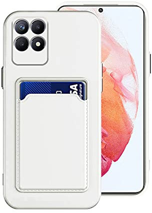 Compatible con Funda Realme 8i Tarjetero Verde,Carcasa Realme 8i Silicona Líquida TPU Suave Protección Antigolpes y Anti-Arañazos Case Thin (Blanco)