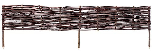 KADAX Palisade aus Weide, natürlicher Weidenzaun, handgemachter Weidenflechtzaun, Gartenzaun für Wegabgrenzung und Beete, Zaun Rasenkante (1 Stück 120x20cm)