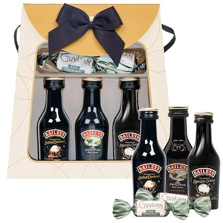 Baileys Gift Set for Womens Gifts - Stylish Handbag with 3x5cl Salted Caramel, Espresso Coffee, Original Irish Cream Liqueur Miniature Alcohol Bottles & Guylian Chocolate. Christmas Gifts for Women