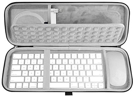 Geekria Keyboard Carrying Case, Hard Shell Protective Travel Bag, Compatible with Apple Magic Keyboard (MXCL3LL/A) / MK2A3LL/A / MXCK3LL/A / MK293LL/A, Mouse Combo Case (Light Gray)
