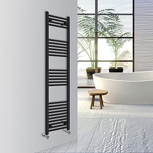 Warmehaus Straight Bathroom Heated Towel Rail Warmer 1600x400mm Black | Central Heating Bathroom Ladder Radiator, 1.5mm Premium Mild Steel, Wall Mounted, Durable Finish, For Kitchen, Living Room