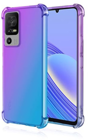 EASSGU Custodia per TCL 40 SE (6.75 Inches), Cover Silicone TPU Colore Sfumato Trasparente, Custodia per Telefono Antiurto e Antigraffio - Blu Viola