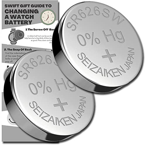 SR626SW Watch Batteries - 377 x 2 Seizaiken Equivalent Cell Button Watch Battery Replacement Kit for Watches with Fitting Guide