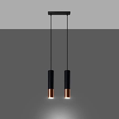 famlights Hängelampe Pendelleuchte Esstisch Loys in Schwarz und Roségold 2-flammig Modern LOOPEZ GU10 Stahl Wohnzimmer Esszimmer | 2-flammig