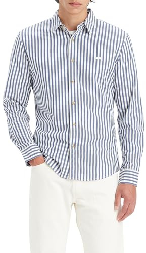 Levi's Long-Sleeve Battery Housemark Chemise Slim pour Homme, Bleu (Dean Stripe Estate Blue), XS