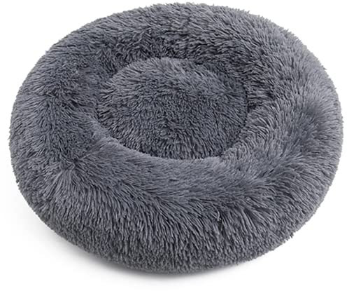 HOJKOUD Hundebett，hundekörbchen，katzenbett,waschbares hundebett,Flauschiges hundebett für große, mittelgroße & kleine Hunde. (50CM, dunkelgrau)