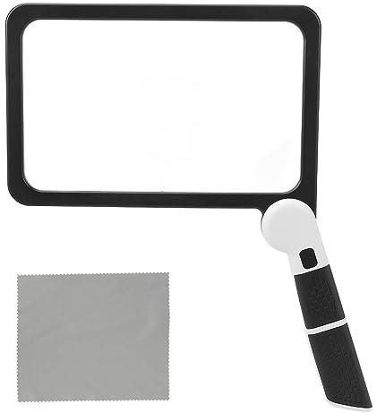 Asixxsix 5-fache Große Lupe mit Licht, Klappbare, Rechteckige, Beleuchtete Handlupe mit Dimmbarer LED-Leselupe Zum Lesen Kleiner Schriftarten, Senioren mit Sehbehinderung, Inspektion